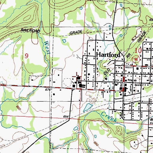 Topographic Map of Hartford High School, AR