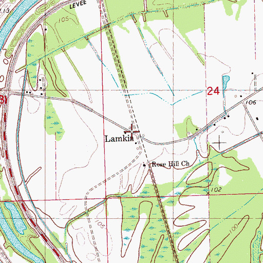 Topographic Map of Lamkin, MS