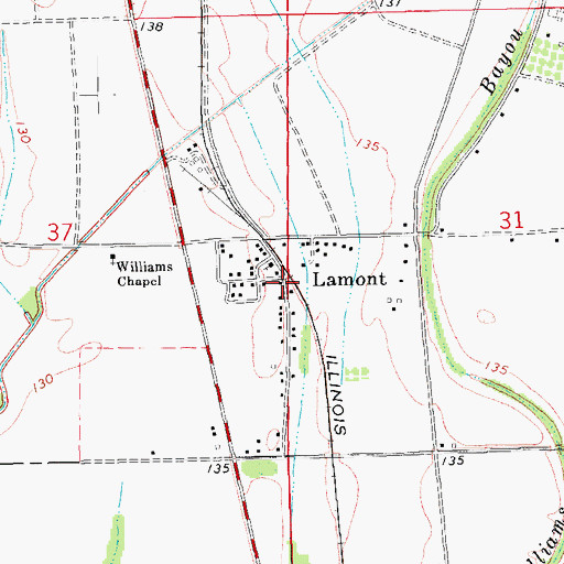 Topographic Map of Lamont, MS