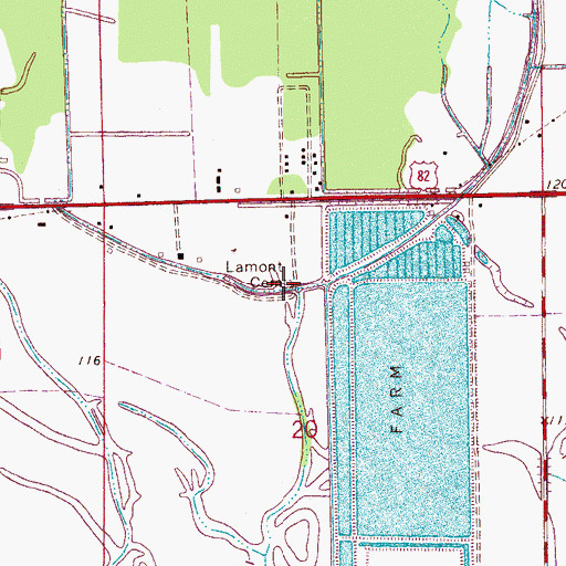 Topographic Map of Lamont Cemetery, MS