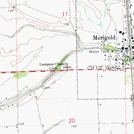 Topographic Map of Lampton Chapel, MS