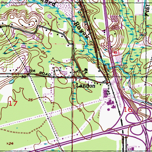 Topographic Map of Landon, MS