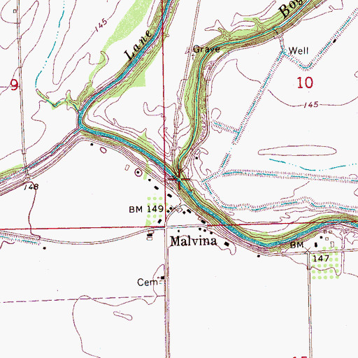 Topographic Map of Lane Bayou, MS