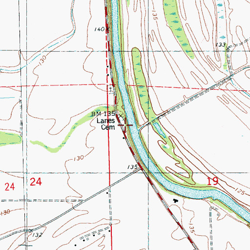 Topographic Map of Lanes Chapel, MS