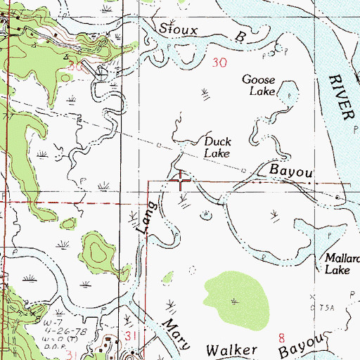 Topographic Map of Lang Bayou, MS