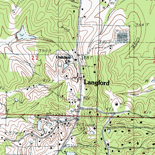 Topographic Map of Langford, MS