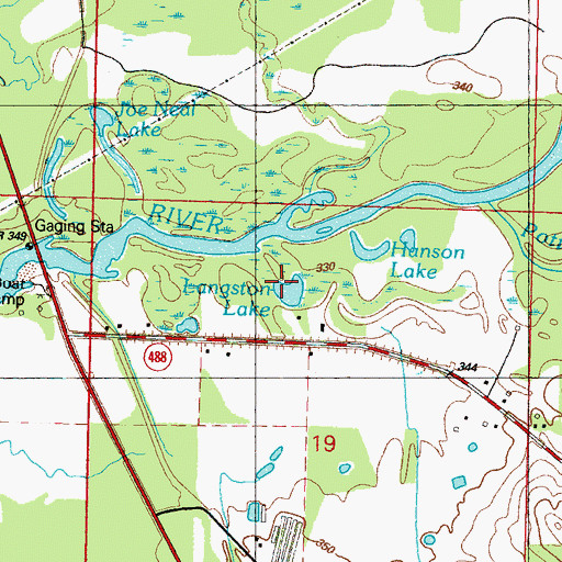 Topographic Map of Langston Lake, MS