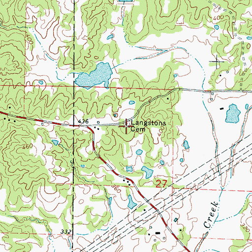 Topographic Map of Langstons Cemetery, MS