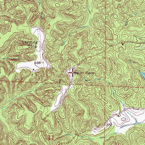 Topographic Map of Lann Cemetery, MS