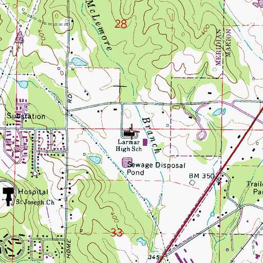 Topographic Map of Lamar Foundation Middle-High School, MS