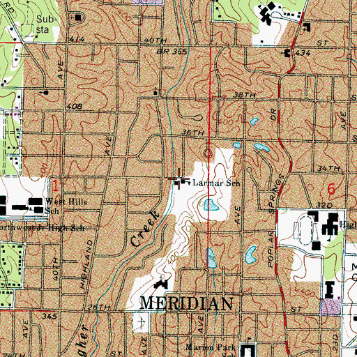 Topographic Map of Larmar School, MS