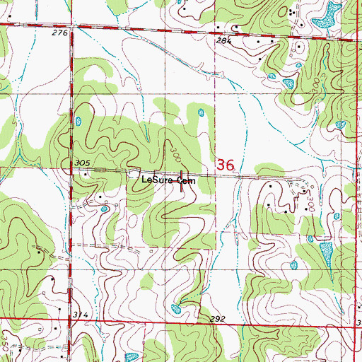 Topographic Map of Lashures Cemetery, MS