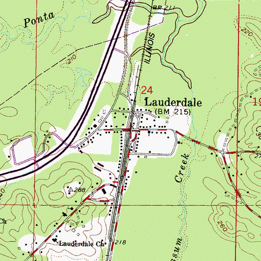 Topographic Map of Lauderdale, MS