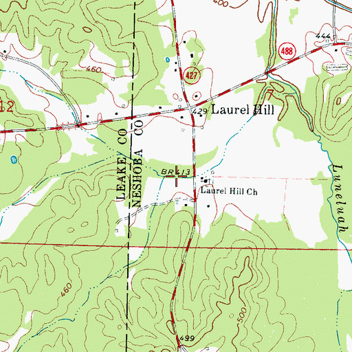 Topographic Map of Laurel Hill Church, MS