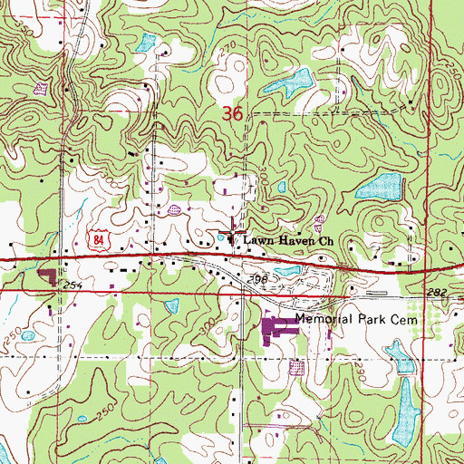 Topographic Map of Lawn Haven Baptist Church, MS