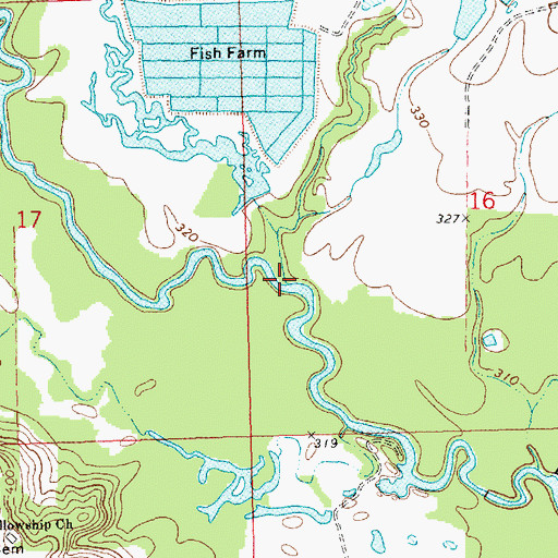 Topographic Map of Lazy Creek, MS
