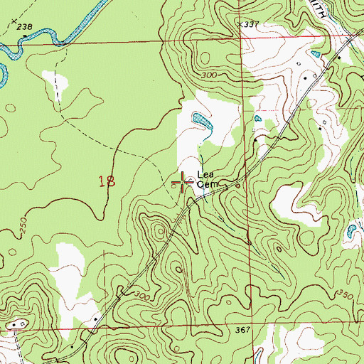 Topographic Map of Lea Cemetery, MS