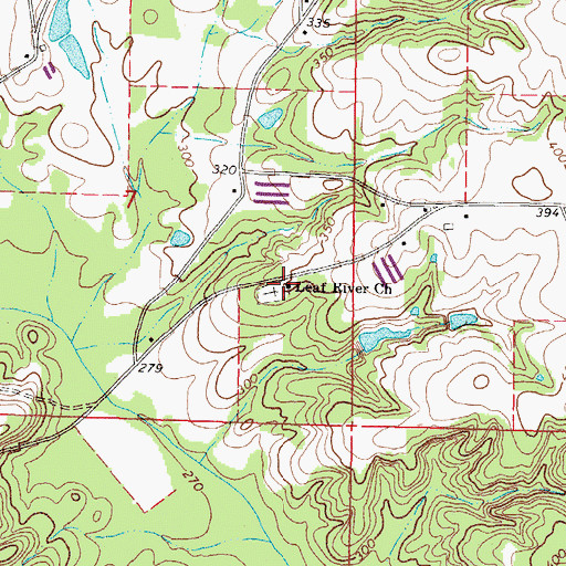 Topographic Map of Leaf River Baptist Church, MS