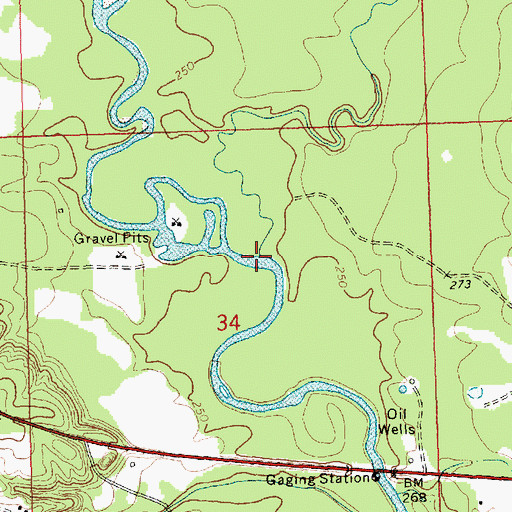 Topographic Map of Leatherwood Creek, MS