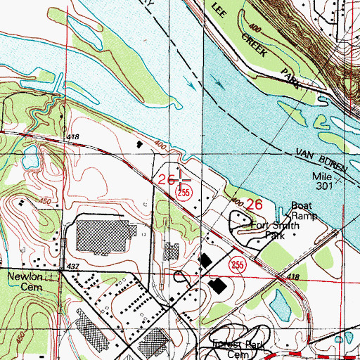 Topographic Map of Latture Park, AR