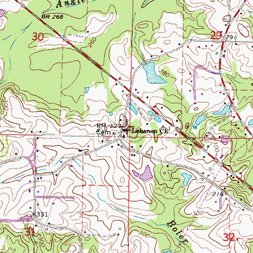 Topographic Map of Lebanon Church, MS