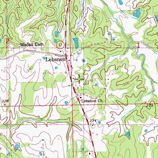 Topographic Map of Lebanon Church, MS