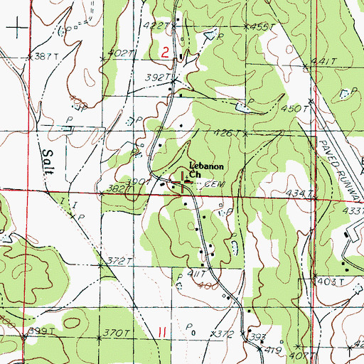 Topographic Map of Lebanon Church, MS