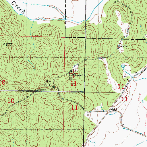Topographic Map of Lebanon Church, MS