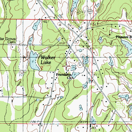 Topographic Map of Lebanon School, MS