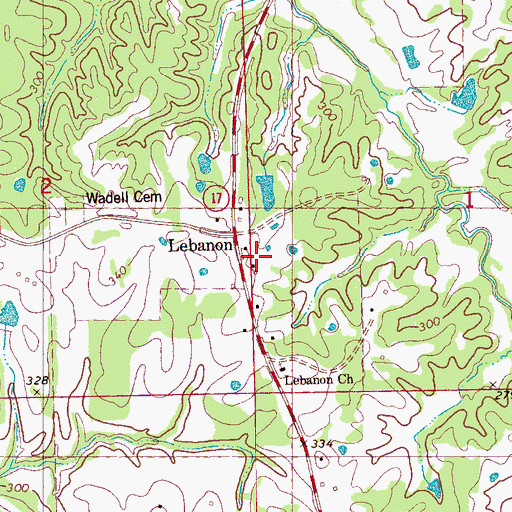 Topographic Map of Lebanon School, MS