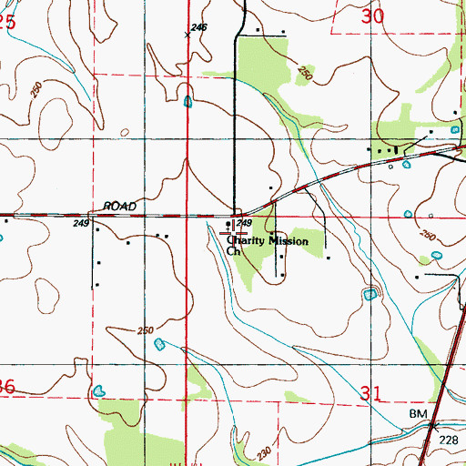 Topographic Map of Ledbetter Cemetery, MS