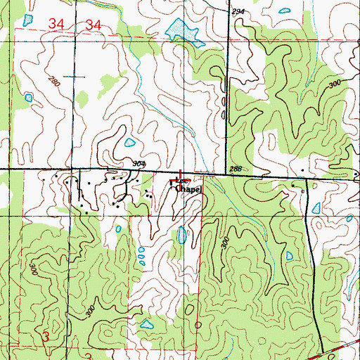 Topographic Map of Lee Chapel, MS