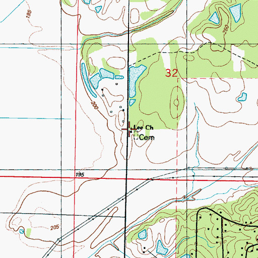 Topographic Map of Lee Church, MS