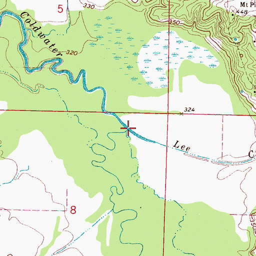 Topographic Map of Lee Creek, MS