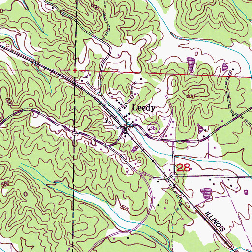 Topographic Map of Leedy, MS