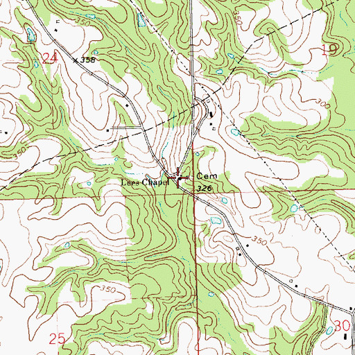 Topographic Map of Lees Chapel Baptist Church, MS