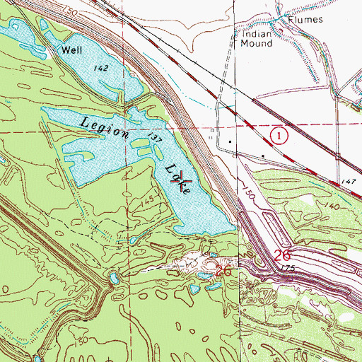 Topographic Map of Legion Lake, MS