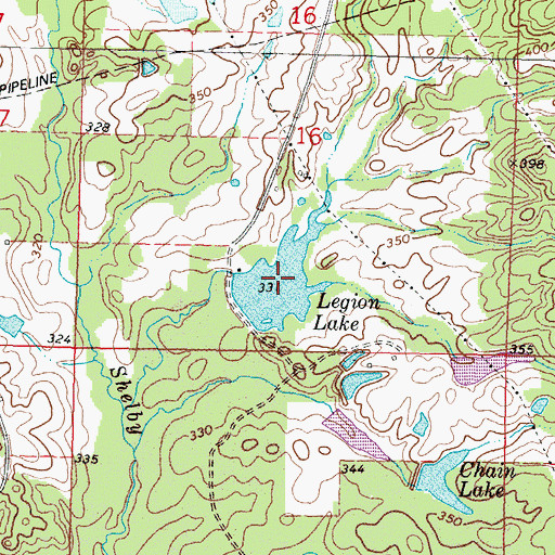 Topographic Map of Legion Lake, MS