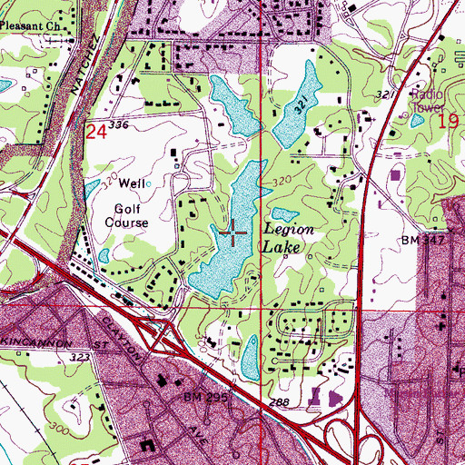 Topographic Map of Legion Lake, MS