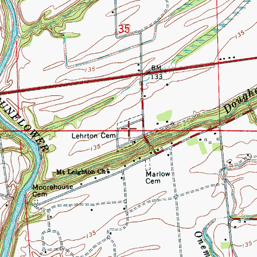 Topographic Map of Lehrton Cemetery, MS