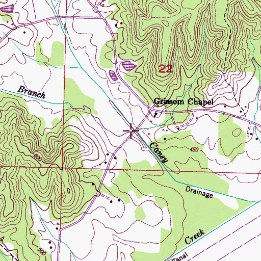 Topographic Map of Leitch Mill Branch, MS