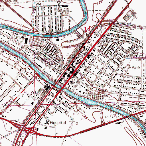 Topographic Map of Leland, MS