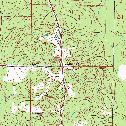 Topographic Map of Kelona Church, MS