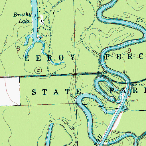Topographic Map of Leroy Percy State Park, MS