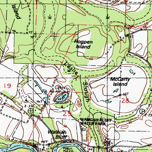 Topographic Map of Leslie Slough, MS