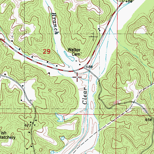 Topographic Map of Lewallen Branch, MS