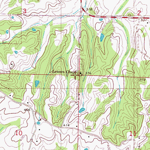 Topographic Map of Lewers Chapel School, MS