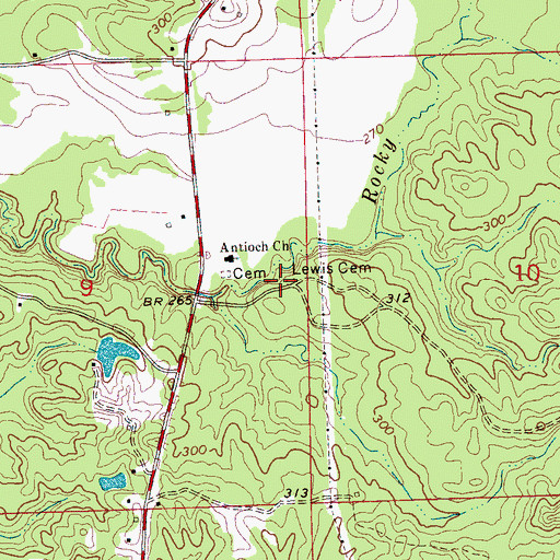Topographic Map of Lewis Cemetery, MS