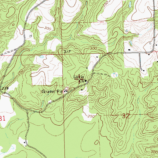 Topographic Map of Lewis Church, MS