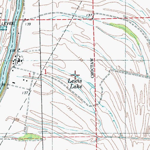 Topographic Map of Lewis Lake, MS